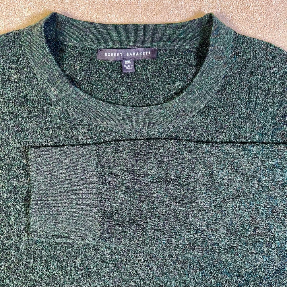 Wool Sweater Robert Barakett Crew Lightweight Pullover Green Men's XXL